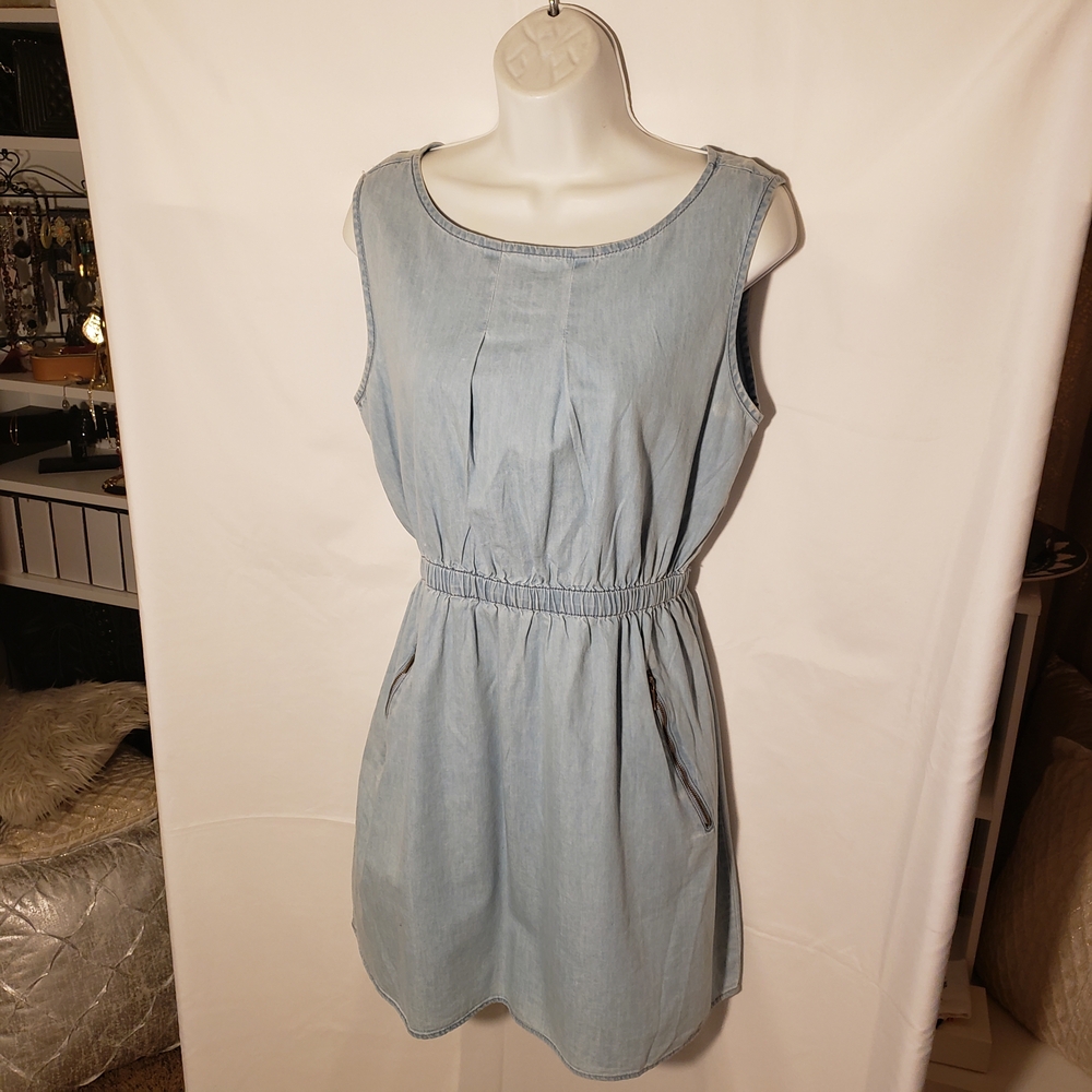 Casual Light Blue Denim Mini Dress